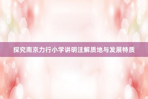 探究南京力行小学讲明注解质地与发展特质